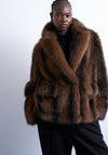 TOPSHOP Emma Faux Fur Jacket, Brown