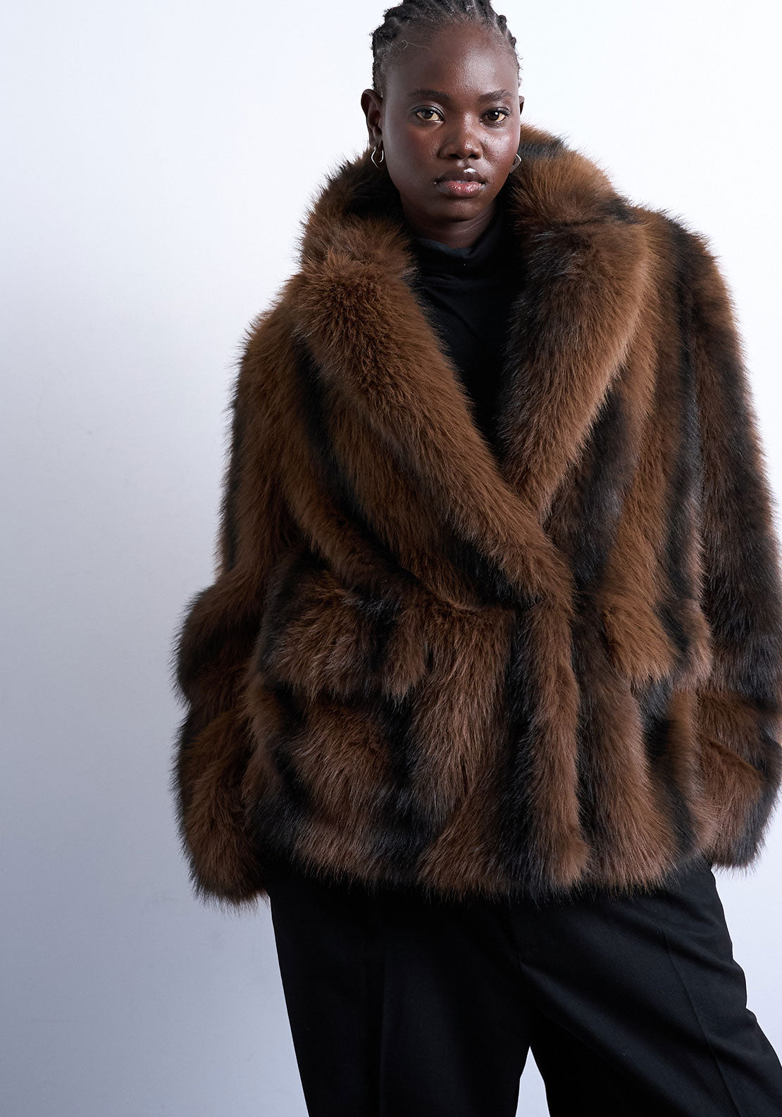 TOPSHOP Emma Faux Fur Jacket, Brown