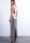 TOPSHOP Eva Metallic Ruched Midi Dress, Silver