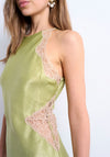 TOPSHOP Jane Sheer Lace Panel Long Dress, Green