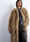 TOPSHOP Klara Faux Fur Long Coat, Beige