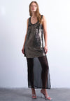 TOPSHOP Nora Sequin Contrast Dress, Silver