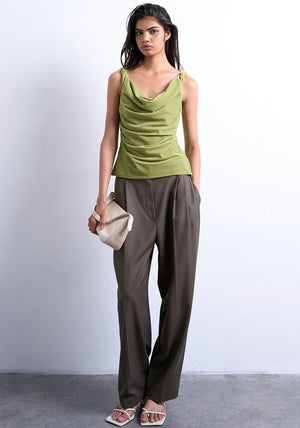TOPSHOP Nina Cowl Neck Cami, Green