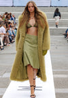 TOPSHOP Alia Faux Fur Long Coat, Green