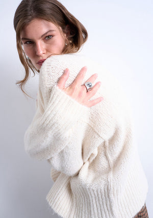 TOPSHOP Ultimate Knit Wool Blend Jumper, Cream