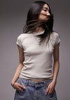 TOPSHOP Everyday Short Sleeve Top, Beige