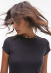 TOPSHOP Everyday Short Sleeve Top, Charcoal Grey