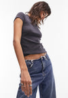 TOPSHOP Everyday Short Sleeve Top, Charcoal Grey
