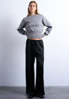 TOPSHOP Nana Satin Wide Leg Trousers, Black