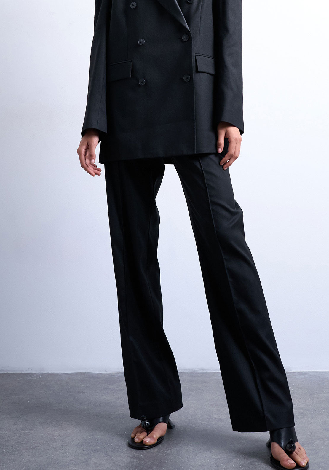 TOPSHOP Lila Slim Straight Leg Trousers, Black
