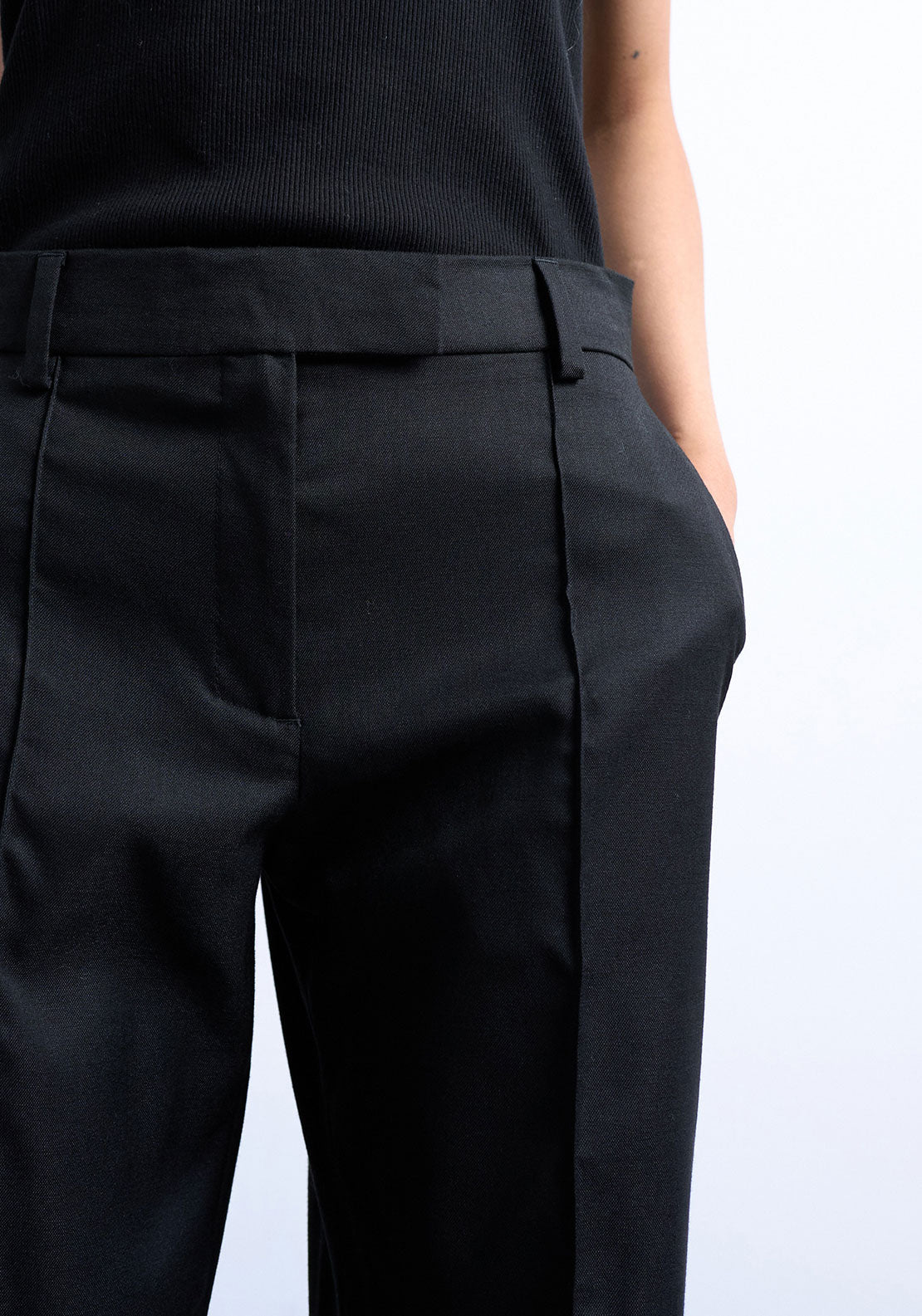 TOPSHOP Lila Slim Straight Leg Trousers, Black