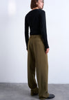 TOPSHOP Lia Ultimate Pleated Straight Leg Trousers, Green