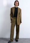 TOPSHOP Lia Ultimate Pleated Straight Leg Trousers, Green