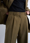 TOPSHOP Lia Ultimate Pleated Straight Leg Trousers, Green