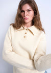 TOPSHOP Pam Knit Polo Collar Jumper, Cream