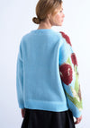 TOPSHOP Karina Floral Knit Jumper, Blue