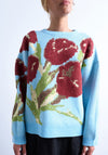 TOPSHOP Karina Floral Knit Jumper, Blue