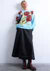 TOPSHOP Karina Floral Knit Jumper, Blue