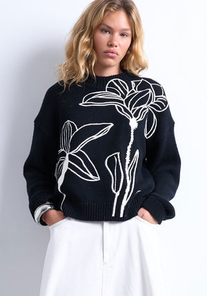 TOPSHOP Kami Embroidered Jumper, Black