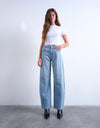 TOPSHOP Bente Mid Waist Barrel Jeans, Light Blue