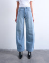 TOPSHOP Bente Mid Waist Barrel Jeans, Light Blue