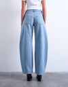 TOPSHOP Bente Mid Waist Barrel Jeans, Light Blue