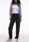 TOPSHOP Yvonne Straight Leg Jeans, Black Denim