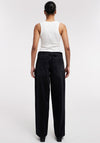 TOPSHOP Cinch Wide Leg Washed Low Rise Jeans, Black Denim