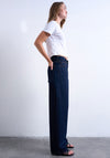 TOPSHOP Cinch Wide Leg Washed Low Rise Jeans, Dark Blue Denim