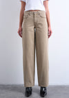 TOPSHOP Cinch Wide Leg Low Rise Jeans, Beige