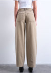 TOPSHOP Cinch Wide Leg Low Rise Jeans, Beige
