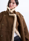 TOPSHOP Melanie Shearling Long Coat, Brown
