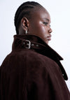 TOPSHOP Rikke Faux Suede Long Coat, Brown