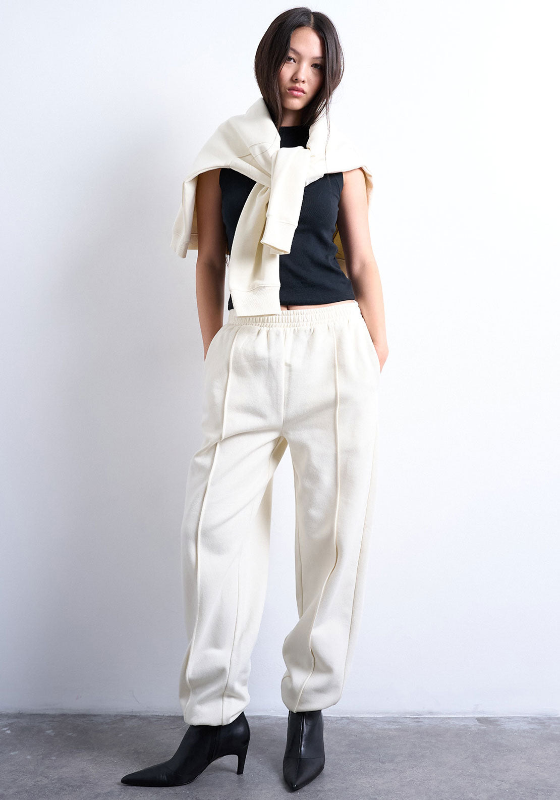 TOPSHOP Miranda Cuffed Leg Joggers, Cream