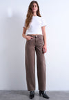 TOPSHOP Cinch Wide Leg Low Rise Jeans, Brown Denim