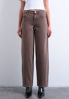 TOPSHOP Cinch Wide Leg Low Rise Jeans, Brown Denim