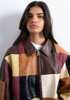 TOPSHOP Erica Faux Leather Patch Jacket, Brown