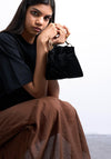 TOPSHOP Gabriette Velvet Clutch Bag, Black