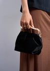 TOPSHOP Gabriette Velvet Clutch Bag, Black