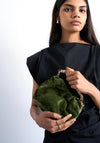 TOPSHOP Gabriette Velvet Clutch Bag, Green