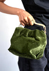 TOPSHOP Gabriette Velvet Clutch Bag, Green