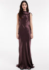 TOPSHOP Dina Sleeveless Satin Maxi Dress, Brown