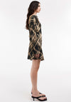 TOPSHOP Donia Grid Print Mini Dress, Black