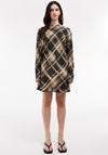 TOPSHOP Donia Grid Print Mini Dress, Black