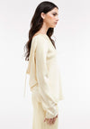 TOPSHOP Talia Long Sleeve Cowl Back Top, Cream