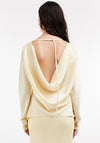 TOPSHOP Talia Long Sleeve Cowl Back Top, Cream