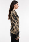 TOPSHOP Trine Check Asymmetric Top, Black