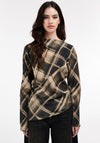 TOPSHOP Trine Check Asymmetric Top, Black