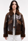 TOPSHOP Julie Faux Leather Jacket, Brown