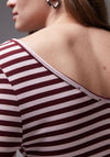 TOPSHOP Katrina Ribbed Striped Top, Wine & Pink